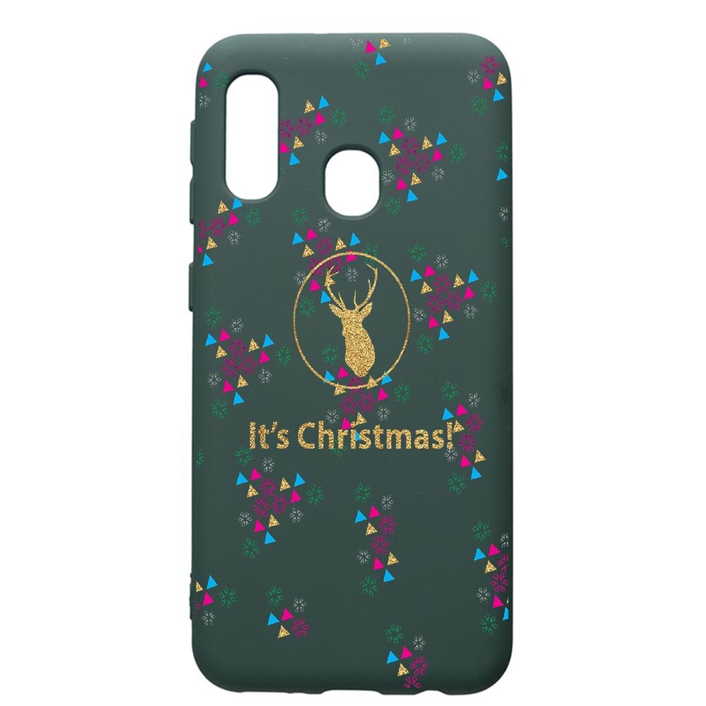 Husa Premium Silicon Compatibila Cu Samsung Galaxy A20E, Xmas, cu interiorul din material textil, protectie camera, Forest Green, PFG313