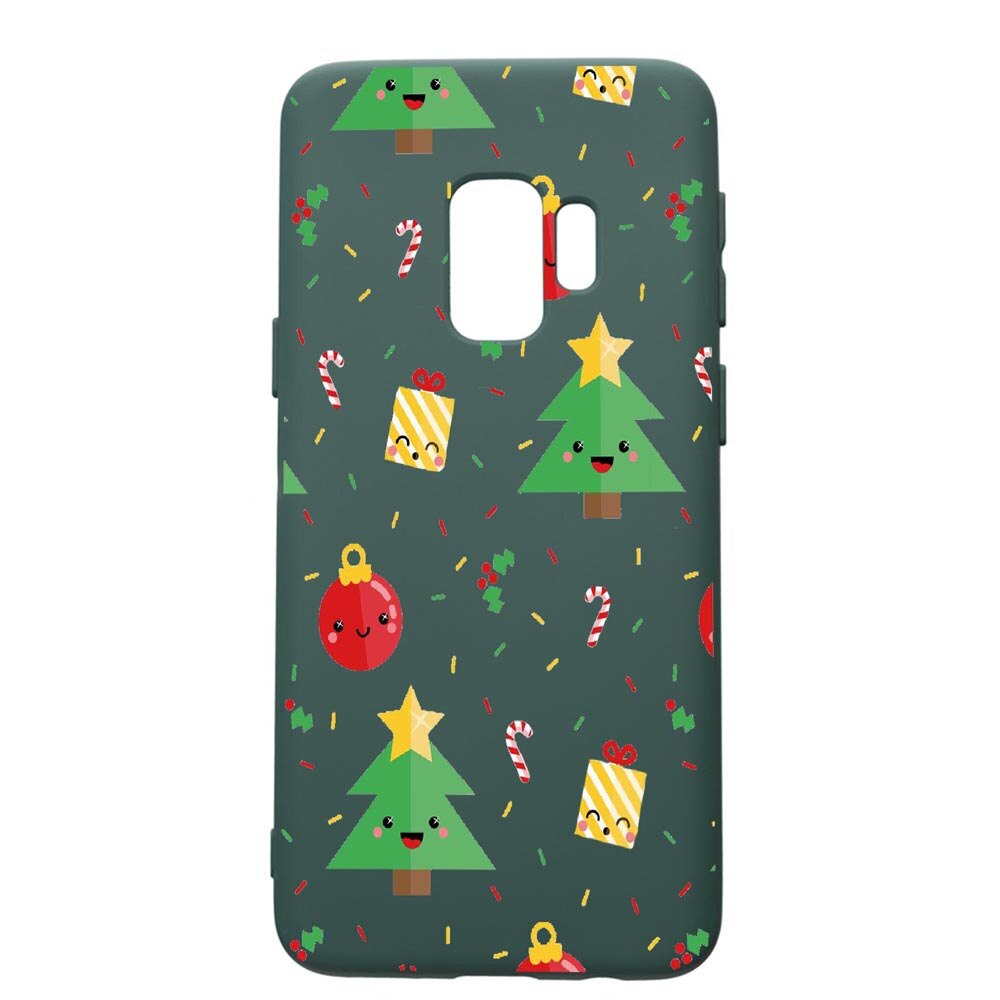 Husa Premium Silicon Compatibila Cu Samsung Galaxy S9, Xmas, cu interiorul din material textil, protectie camera, Forest Green, PFG309
