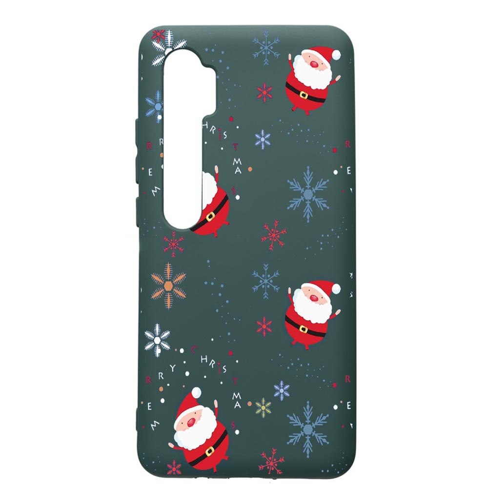 Husa Premium Silicon Compatibila Cu Xiaomi Mi Note 10, Xmas, cu interiorul din material textil, protectie camera, Forest Green, PFG308
