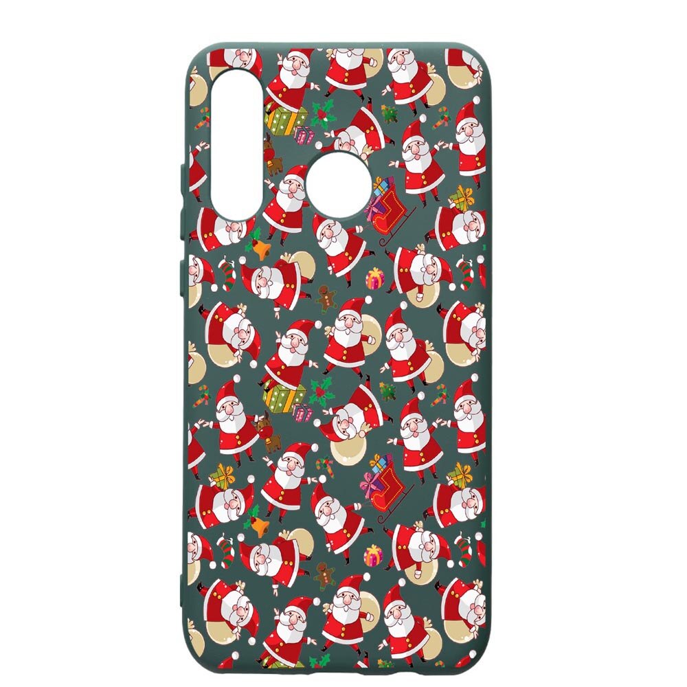 Husa Premium Silicon Compatibila Cu Huawei P30 Lite, Xmas, cu interiorul din material textil, protectie camera, Forest Green, PFG315