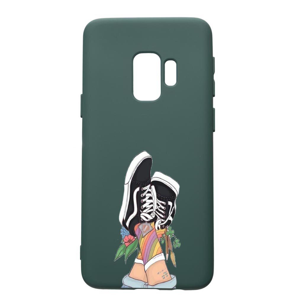 Husa Premium Silicon Compatibila Cu Samsung Galaxy S9, Vans- Gym Shoes, cu interiorul din material textil, protectie camera, Forest Green, PFG600
