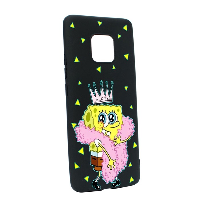 Husa Silicon SpondeBob, compatibila cu Motorola Moto E7, rezistenta la uzura, anti-alunecare, B597