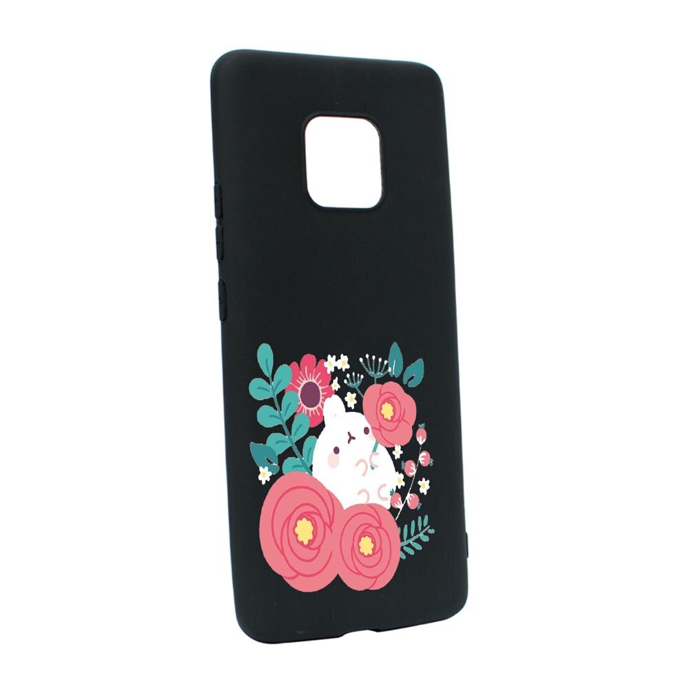 Husa Silicon Rabbit in flowers, compatibila cu Motorola Moto E7 Plus, rezistenta la uzura, anti-alunecare, B686
