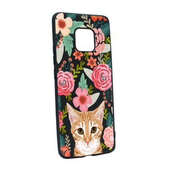 Husa Silicon Cat and Flowers, compatibila cu Motorola Moto G9 Play, rezistenta la uzura, anti-alunecare, B638 Husa Silicon Cat and Flowers, compatibila cu Motorola Moto G9 Play, rezistenta la uzura, anti-alunecare, B638
