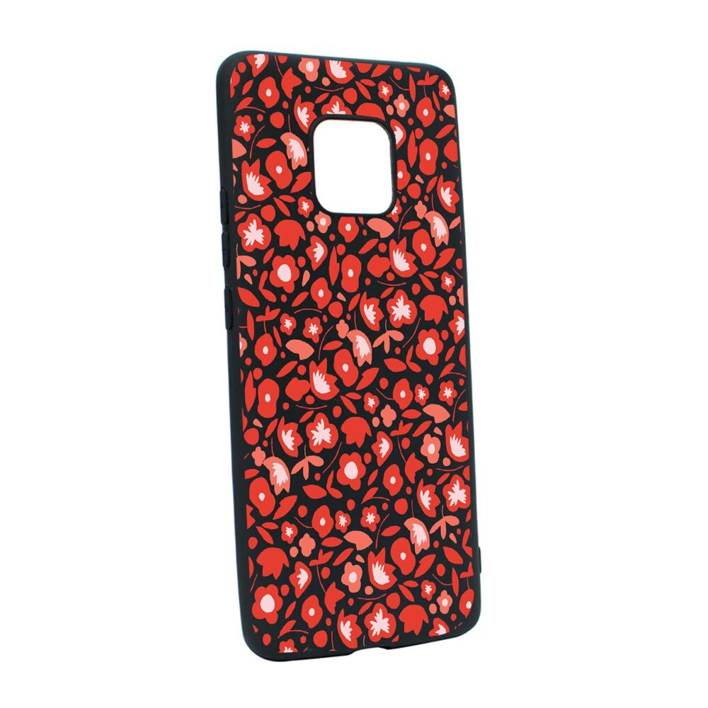 Husa Silicon Red Flower Pattern, compatibila cu Motorola Moto G9, rezistenta la uzura, anti-alunecare, B631