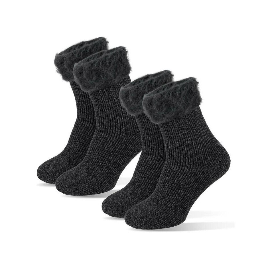 Set 2 perechi de sosete termice, Tirjane, Poliacril, Pentru iarna, Gri carbune, Gri, 36-41