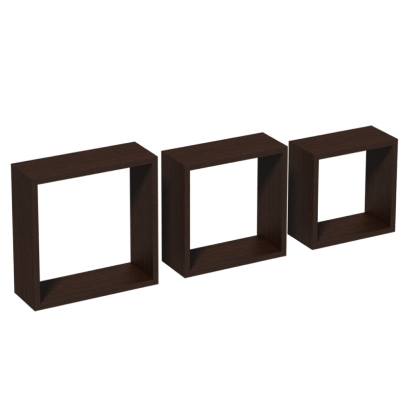 Set 3 cuburi de perete 27/24/21x10 cm, Arly, MDF Wenge