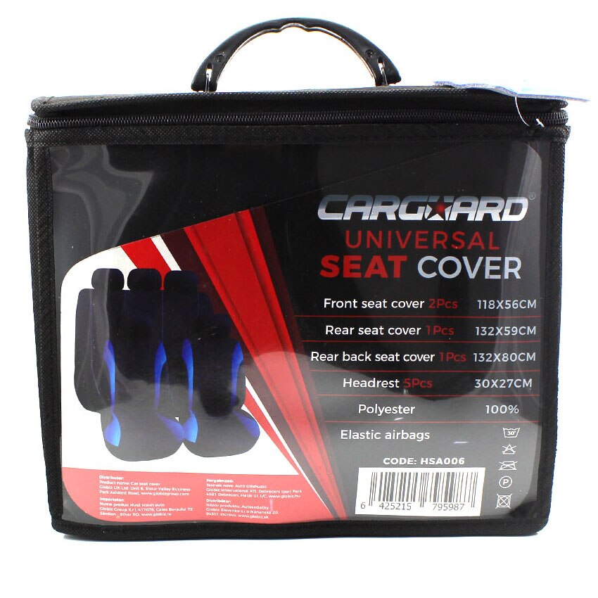Huse universale scaune auto Carguard, 9 piese , albastru , compatibile scaune cu airbag