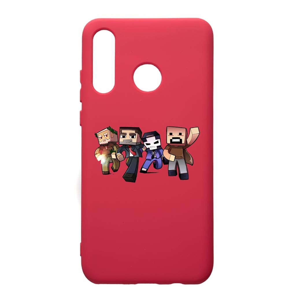 Husa de protectie Huawei P30 Lite, Minecraft, silicon, cu interiorul din material textil, protectie camera, Maroon, PM727