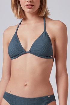Skiny, Sutien de baie cu cupe triunghiulare si aspect texturat Smocking Hot, Albastru petrol, S Skiny, Sutien de baie cu cupe triunghiulare si aspect texturat Smocking Hot, Albastru petrol, S