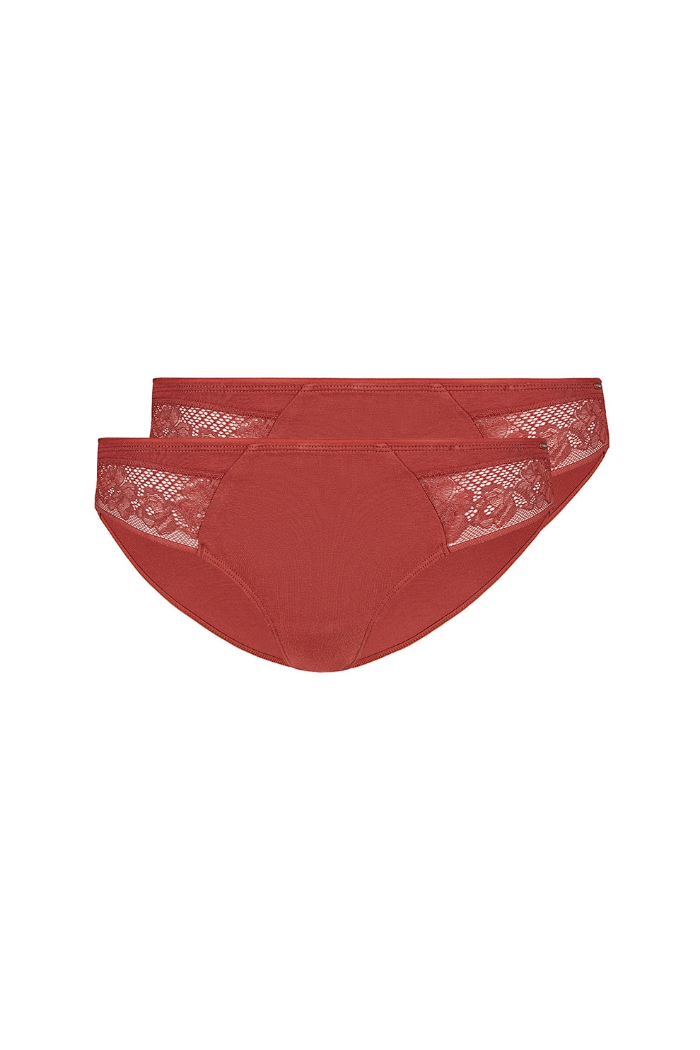 Skiny, Set de chiloti hipster cu garnituri de dantela - 2 perechi, Rosu, S