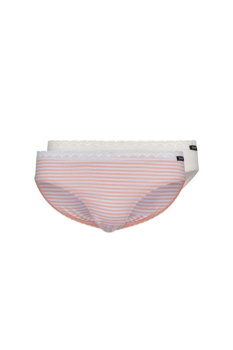 Skiny, Set 2 perechi de chiloti, fete, Skiny, Rio, Alb/Roz somon, Alb/Roz somon