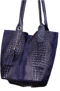 Geanta dama, Vera Pelle, cu model piele crocodil, piele naturala, bleumarin, 35 x 44 x 16 cm Geanta dama, Vera Pelle, cu model piele crocodil, piele naturala, bleumarin, 35 x 44 x 16 cm