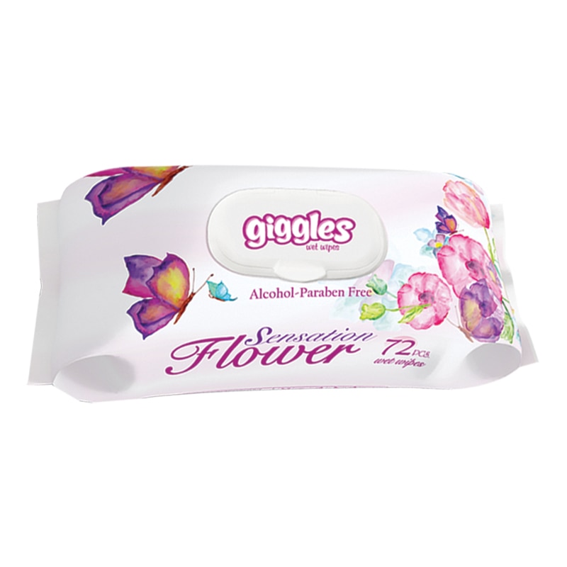 Servetele umede parfumate, Giggles Flower Sensation, cu capac, 72 buc