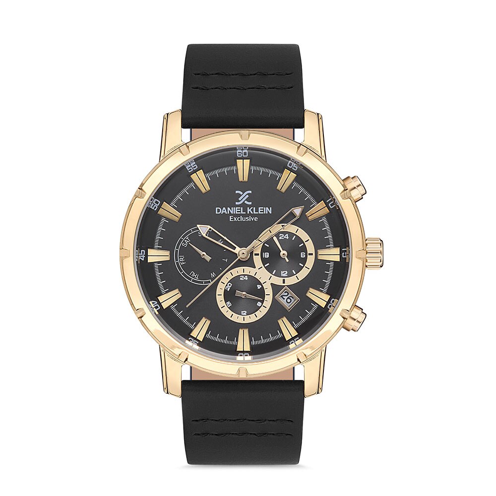 Ceas pentru barbati Daniel Klein Exclusive DK.1.12616, Negru, Piele naturala