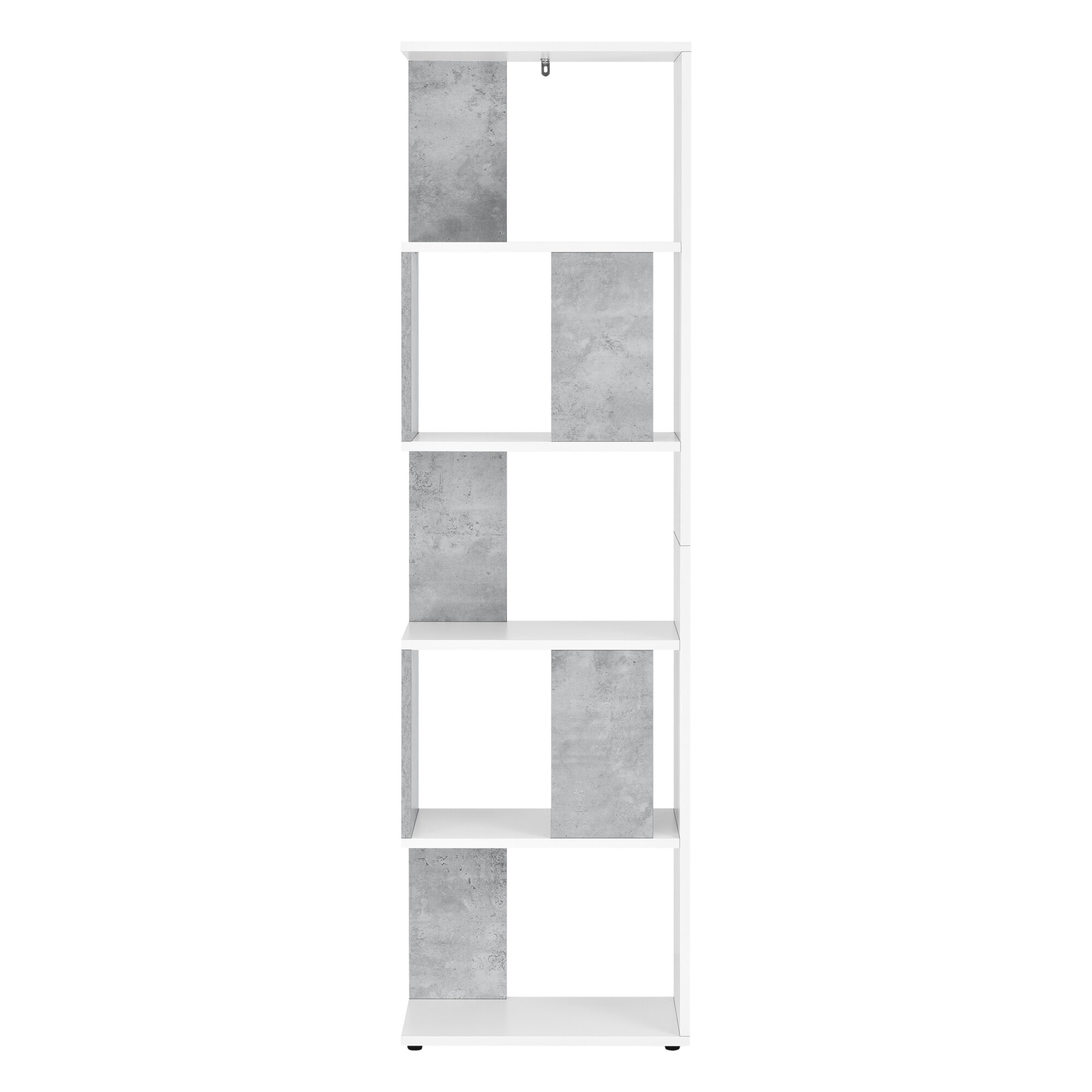 Raft carti Aneby WBO en.casa, 159 x 45 x 23,5 cm, PAL, 25 Kg, alb/gri beton, montabil pe perete