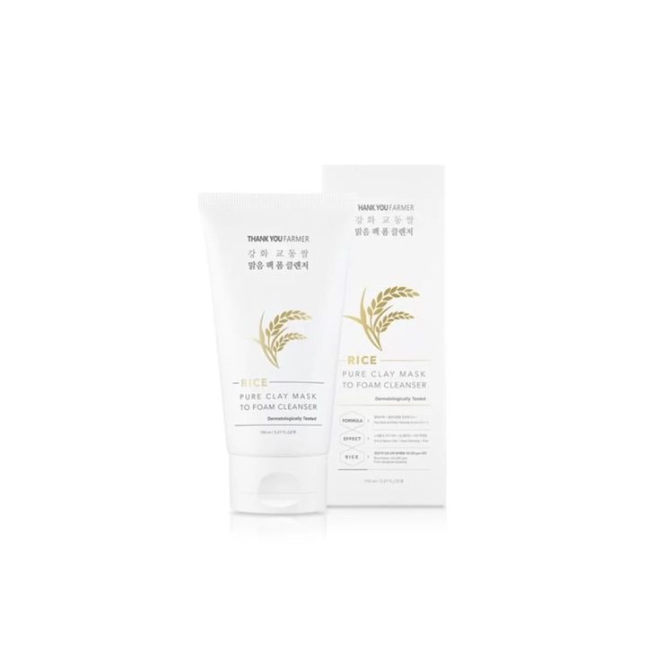 Почистваща маска-пяна с глина Thank You Farmer Rice Pure, 150мл