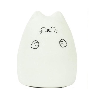 Lampa de veghe portabila cu 7 culori de LEDuri, silicon BPA-free, USB, touch-control, temporizator, lampa de noapte Pisica Fericita Lampa de veghe portabila cu 7 culori de LEDuri, silicon BPA-free, USB, touch-control, temporizator, lampa de noapte Pisica Fericita