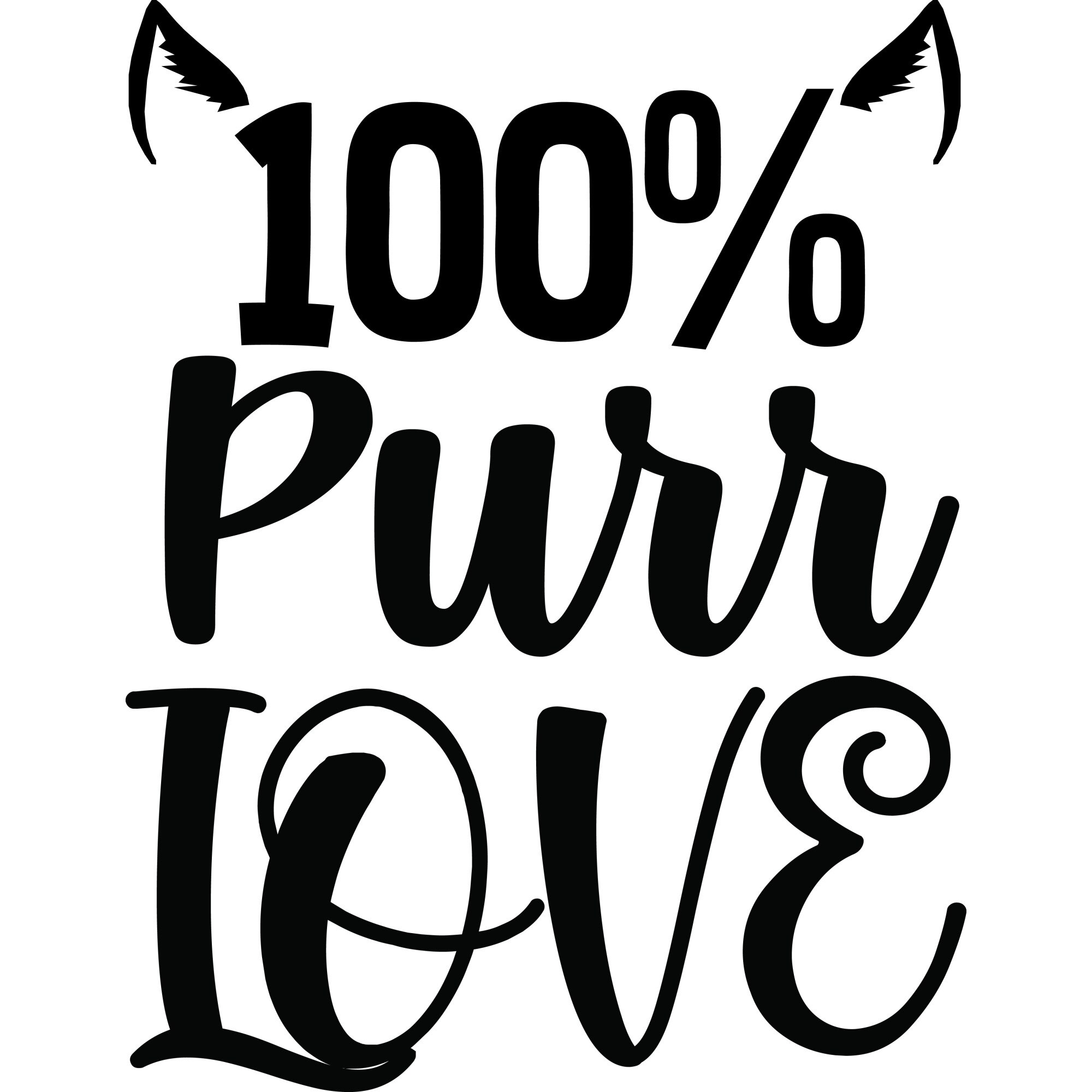 Sticker decorativ perete / geam, Pure love 100%, 39x50 cm