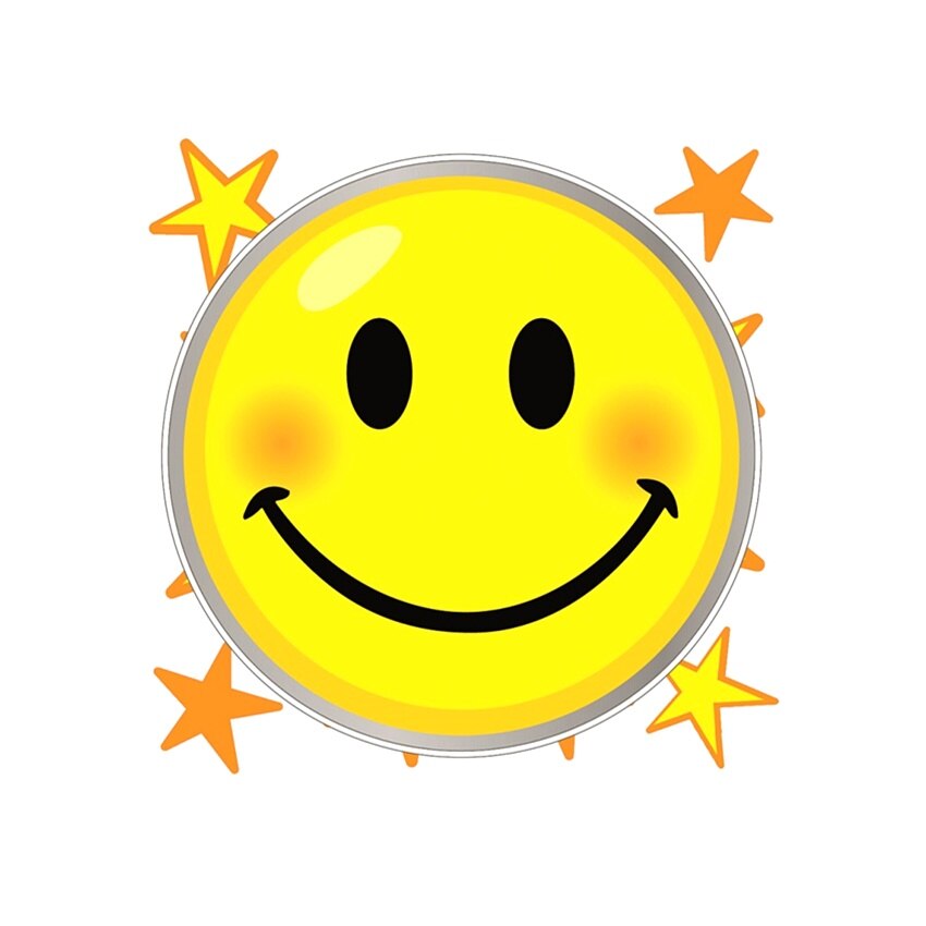 Sticker 3D cu lumina LED activabila la sunet - smiley, 18 cm