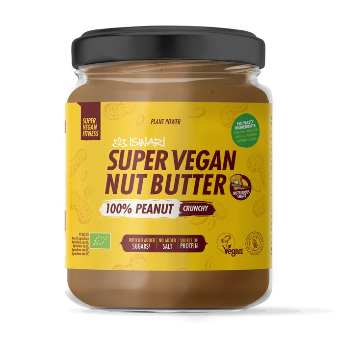 Unt Super Vegan crocant din arahide bio fara zahar Iswari, 500 g