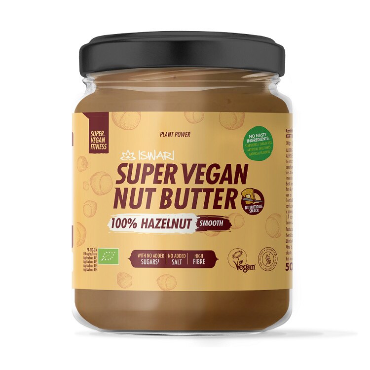 Unt Super Vegan fin din alune de padure bio fara zahar Iswari, 500 g