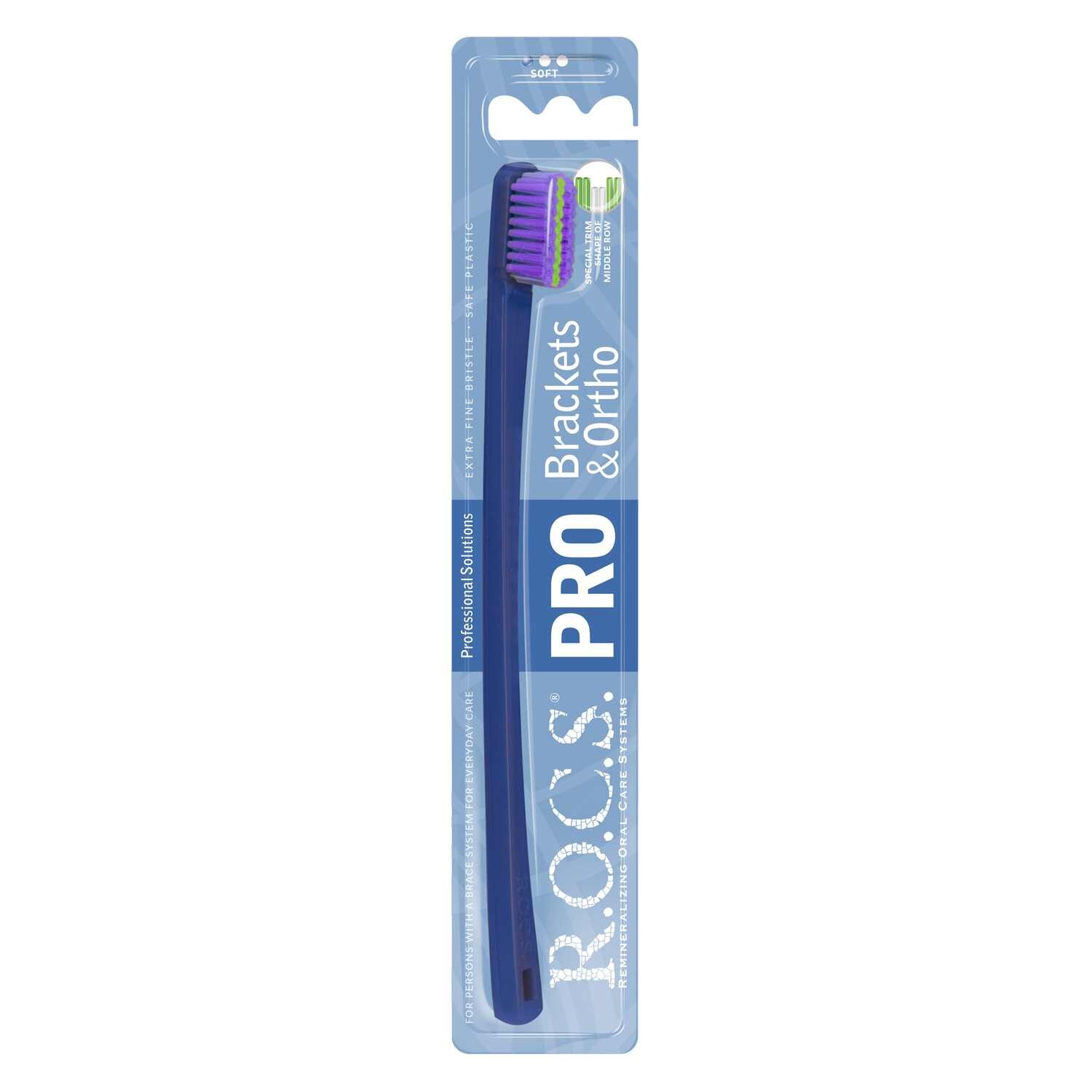 Periuta dinti R.O.C.S. pentru adulti Brackets & Ortho, soft - Albastru