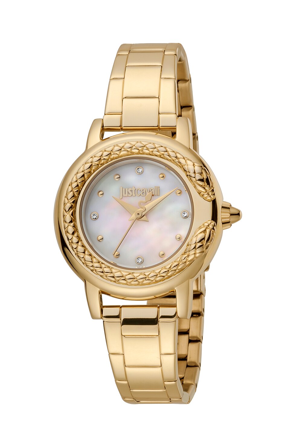 JUST CAVALLI, Ceas quartz cu bratara metalica, Auriu