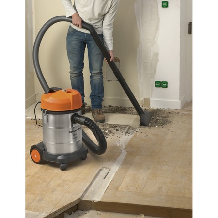 Aspirator cu sac Rowenta Wet & Dry RU5053EH, Aspirare umeda si uscata, 1500 W, 30 l, Inox