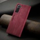 Samsung Galaxy S21 Plus tok, CaseMe Retro, vékony, bőr, pénztárca típusú, állvány, mágneses záródás, puha textúra, RFID védelem, piros