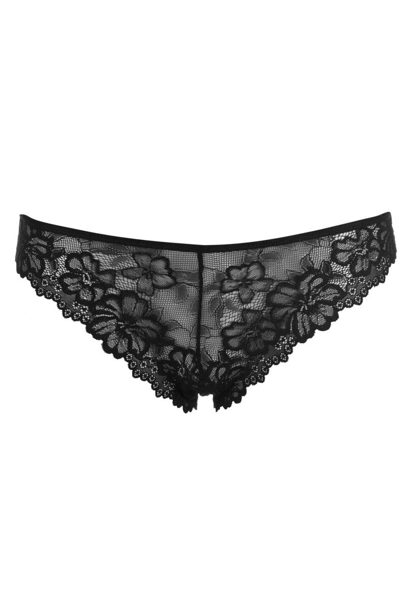 Chiloti tanga cu broderie Miso Mixed, Negru, L