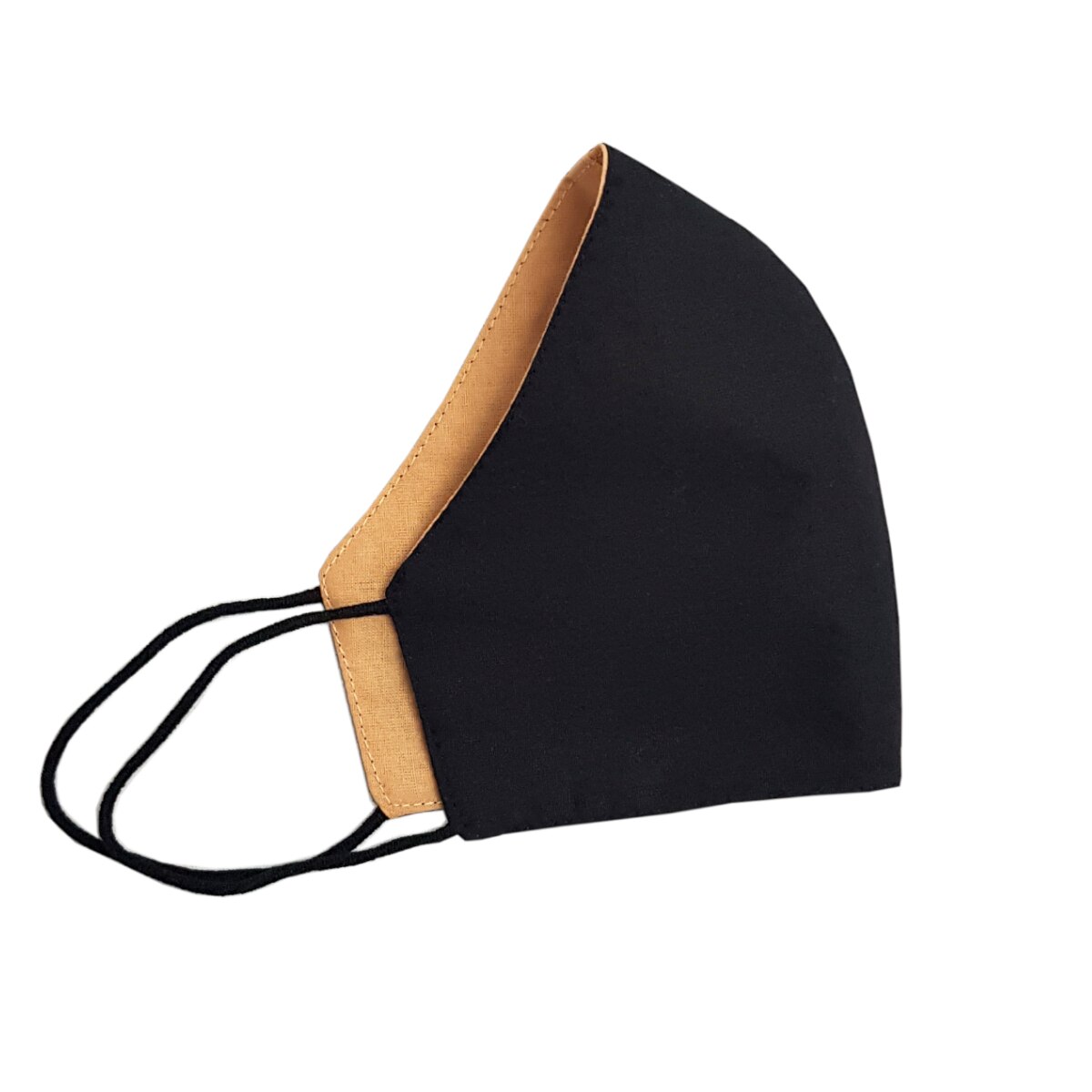 Masca de protectie faciala reutilizabila din bumbac, cu 2 fete, negru si bej