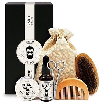 Kit Premium ingrijire barba si mustata: ulei de barba, balsam, perie, pieptene, foarfeca, Sevich Kit Premium ingrijire barba si mustata: ulei de barba, balsam, perie, pieptene, foarfeca, Sevich