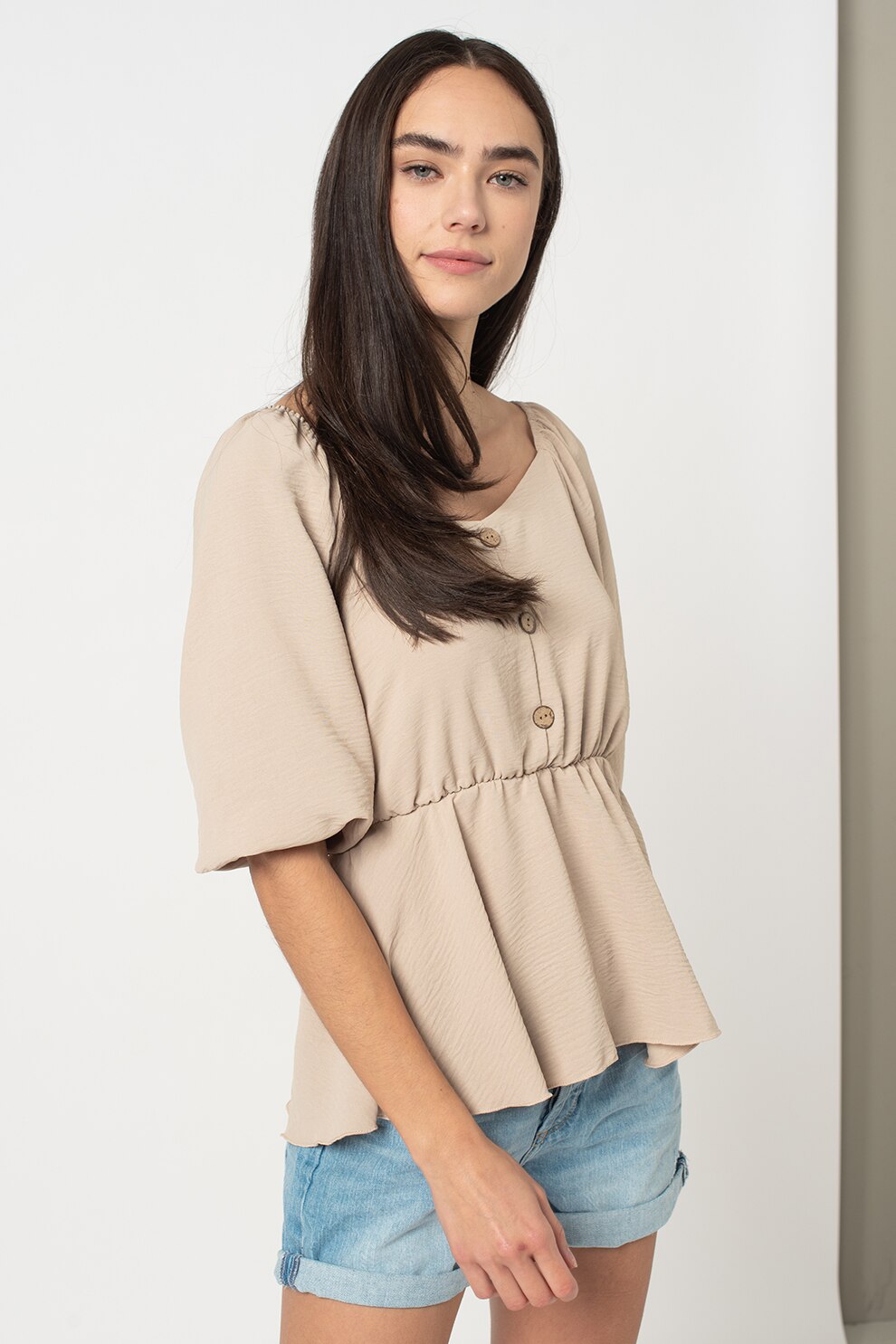 Haily's, Bluza cu maneci medii Lanny, Bej, L