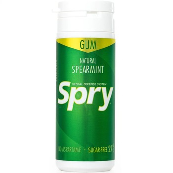 Guma de mestecat cu xylitol, Spry de la Xlear, fara zahar, 100% ingrediente naturale, aroma menta creata (spearmint), tub 27 bucati Guma de mestecat cu xylitol, Spry de la Xlear, fara zahar, 100% ingrediente naturale, aroma menta creata (spearmint), tub 27 bucati