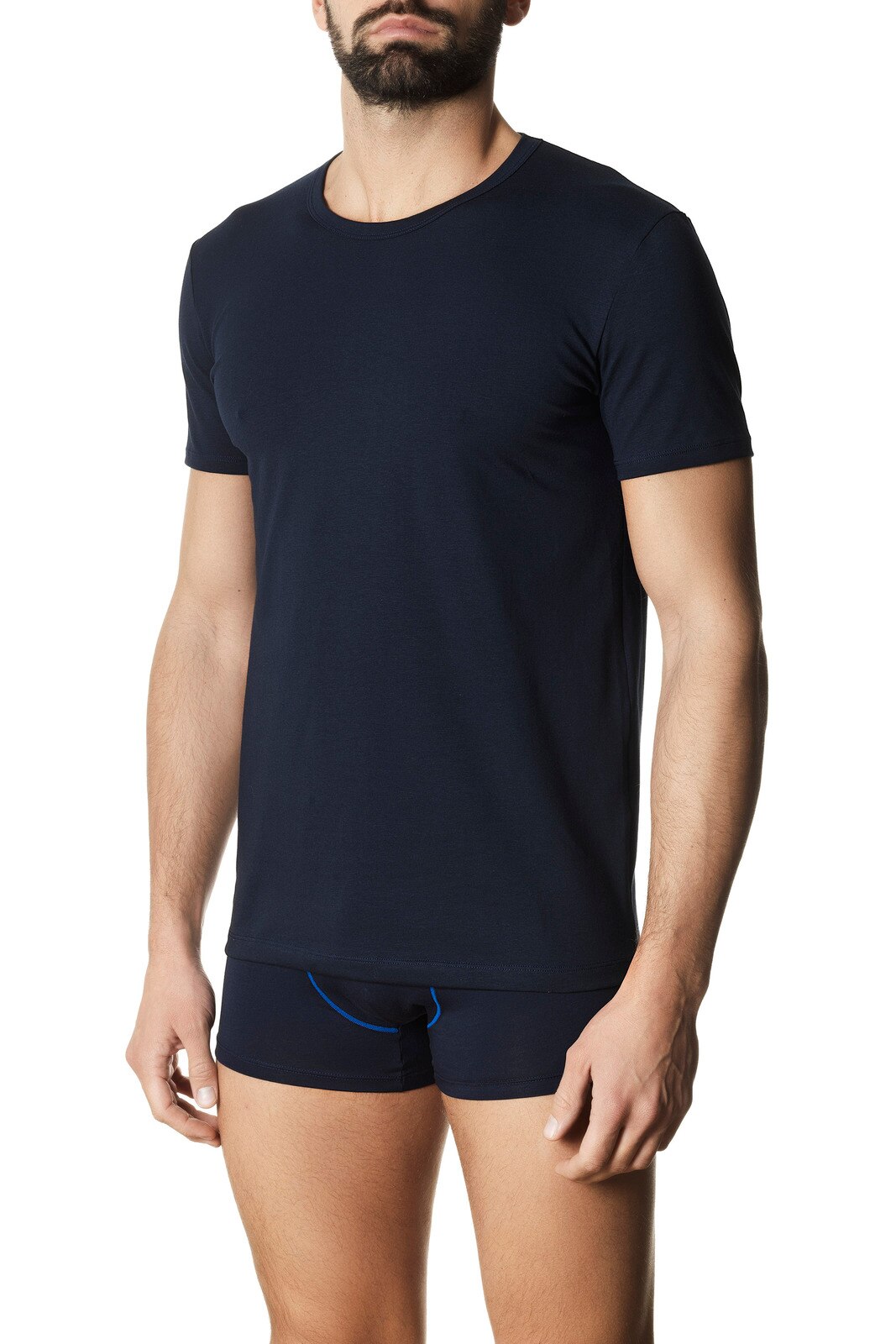 Tricou barbati bumbac, cu decolteu rotund Pompea, Blue