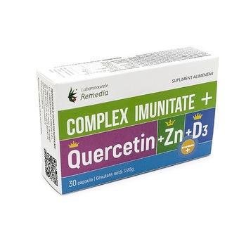 Complex IMUNITATE Quercitin + Zn + D3, 30 capsule, Remedia Complex IMUNITATE Quercitin + Zn + D3, 30 capsule, Remedia