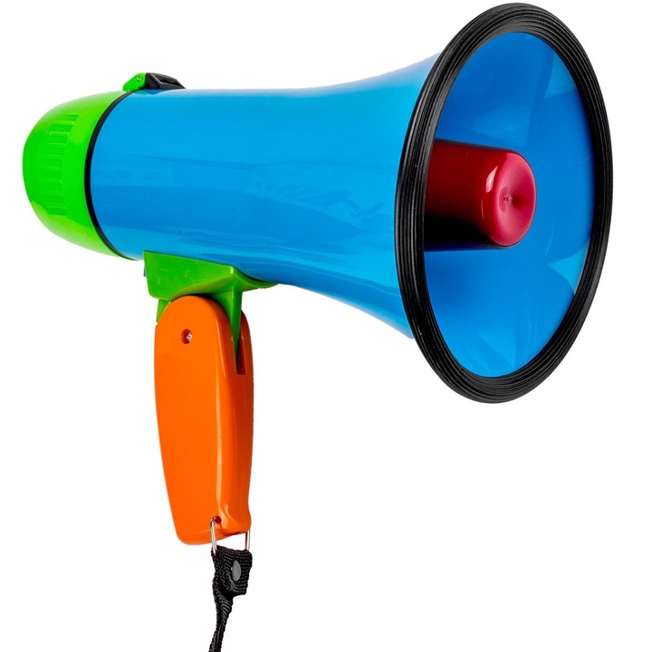 Мегафон с дръжка 10W, чист звук, преносим, идеален за външни събития, издръжлива батерия, включен микрофон