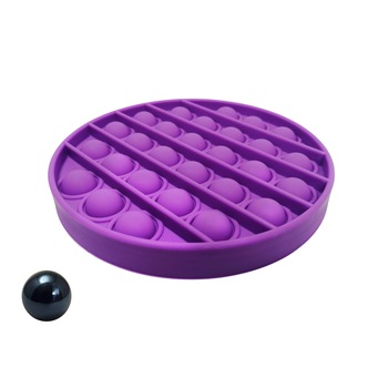 Jucarie antistres, Pop it, silicon, 13 cm, mov, bila marble inclusa Jucarie antistres, Pop it, silicon, 13 cm, mov, bila marble inclusa