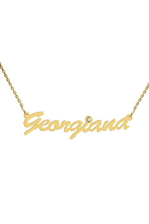 Colier aur galben 14K, Coriolan, nume Georgiana, diamant 0.01 carate GVS1, 42-45 cm