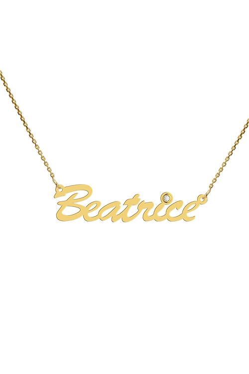 Colier aur galben 14K, Coriolan, nume Beatrice, diamant 0.01 carate GVS1, 42-45 cm