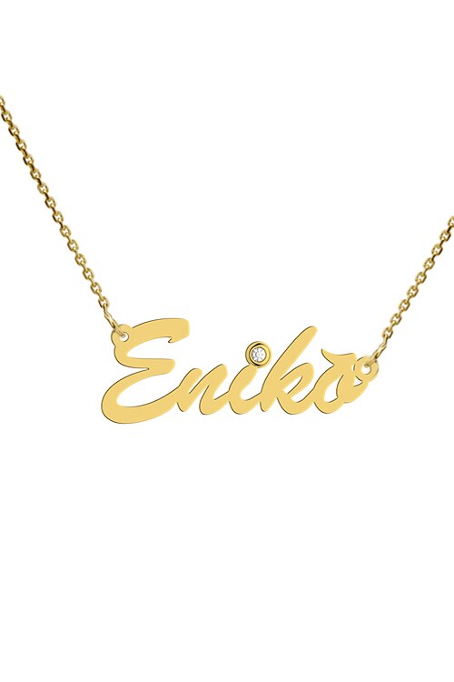 Colier aur galben 14K, Coriolan, nume Eniko, diamant 0.01 carate GVS1, 42-45 cm