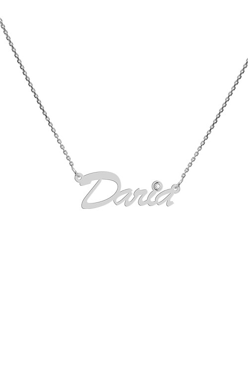 Colier aur alb 14K, Coriolan, nume Daria, diamant 0.01 carate GVS1, 42-45 cm