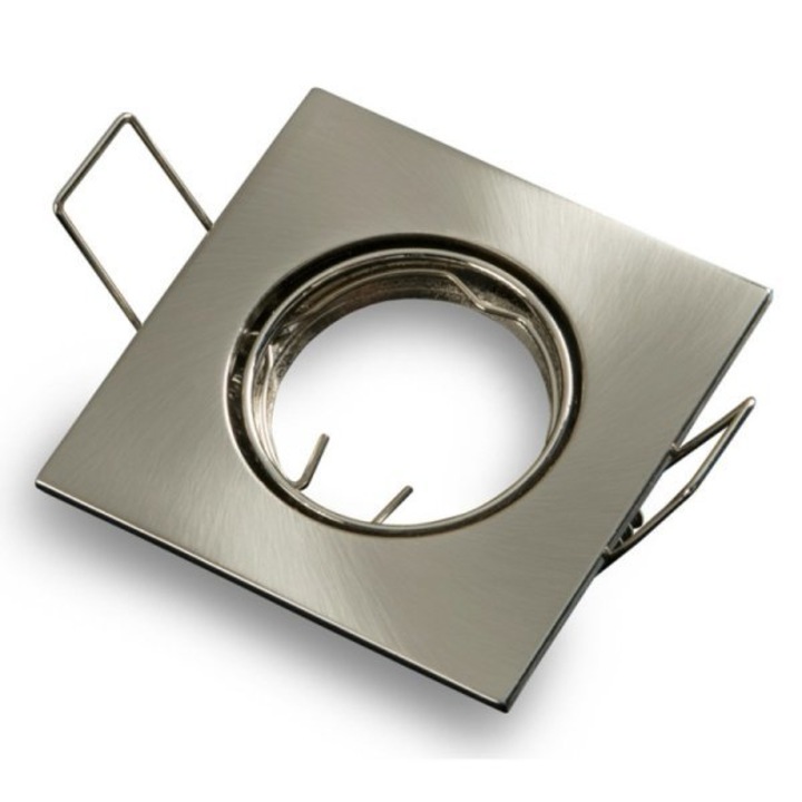 Set 2 rame pentru spot GU5.3, Nereglabil, Inox, Patrat