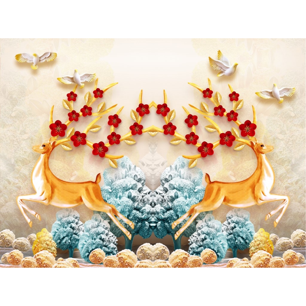 Tablou canvas - Cerbi in natura abstract, 100x70 cm