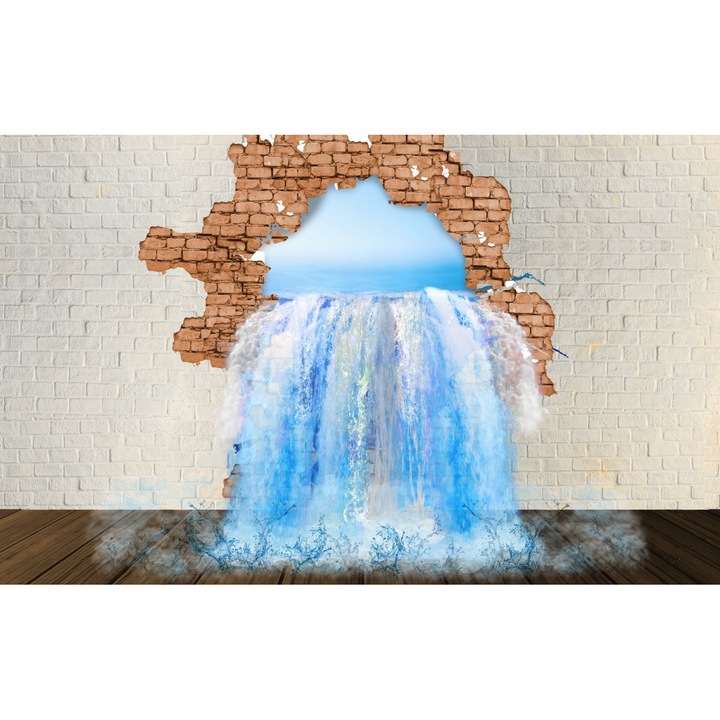 PVC самозалепващ тапет, 3d абстрактен модел водопад от стената, 250x400 см