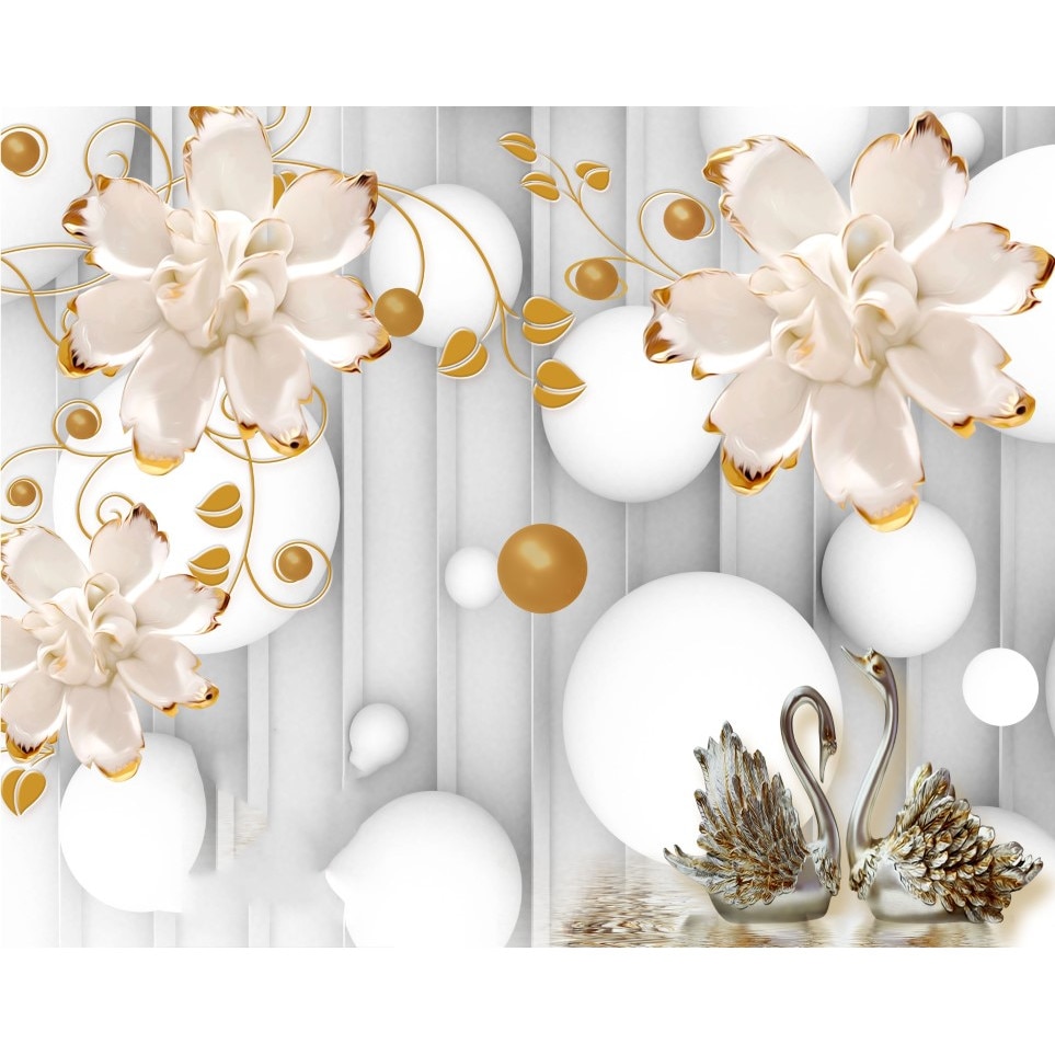 Tablou canvas - Lebede portelan gri, 75x50 cm