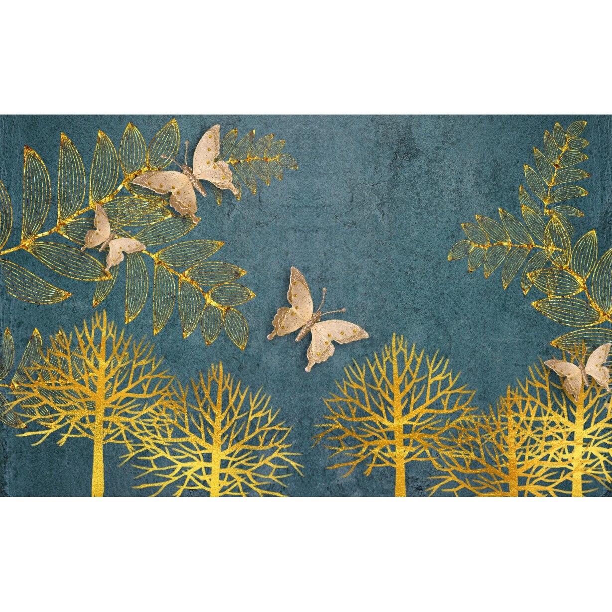 Fototapet autocolant PVC , Fluturi aurii abstract, 250x400 cm