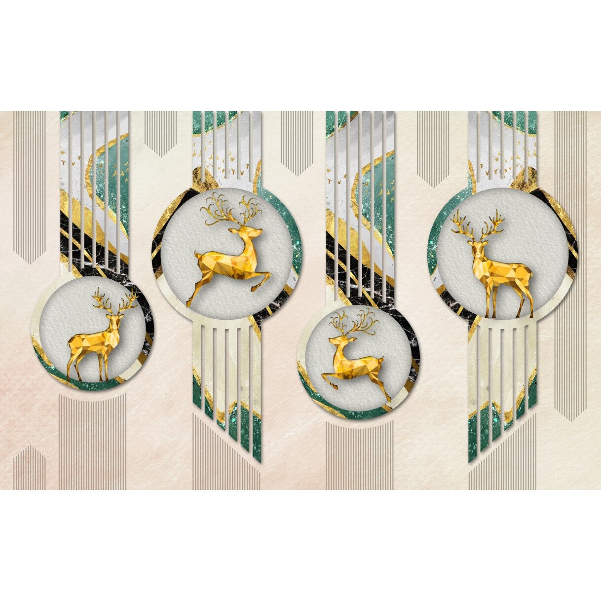 Tablou canvas - Cerbi aurii abstract, 90x50 cm