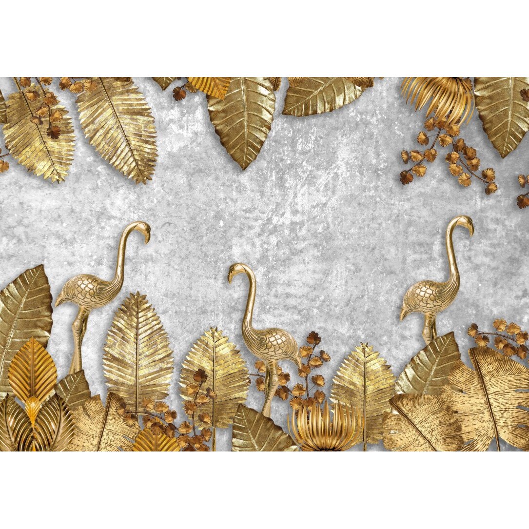 Fototapet autocolant PVC , Fazani aurii abstract, 250x360 cm